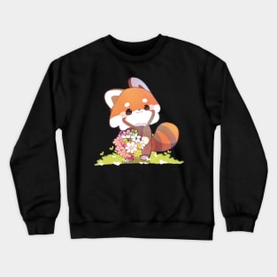 Red Panda Flowers Crewneck Sweatshirt